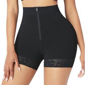 Mid-Waist Butt Lifter Shapewear Tummy Control Front Zipper Slimming Faja Shorts